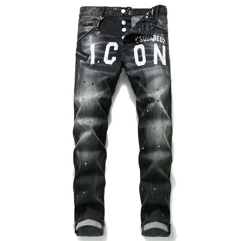 Kakobuy spreadsheet Dsquared2 pants - Dsquared2 ICON Black Washed Distressed Paint Splatter Jeans product image