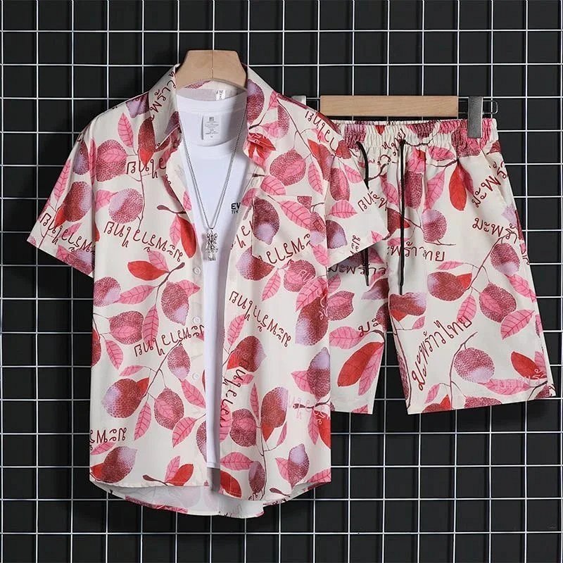 Kakobuy spreadsheet accessories - Assorted Graphic and Tropical Print Two-Piece Summer Casual Short Sleeve Set product image