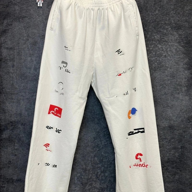 Kakobuy spreadsheet Balenciaga pants - Balenciaga Multi-Logo White Graphic Sweatpants product image