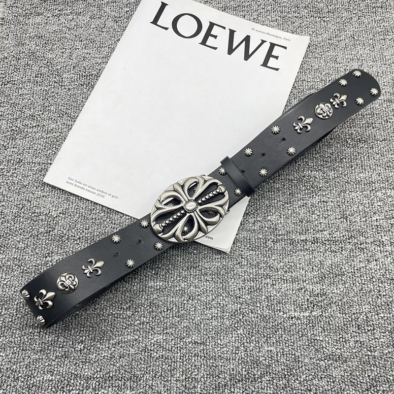 Kakobuy spreadsheet accessories - Black Gothic Cross Buckle Fleur-de-Lis Studded Leather Belt product image