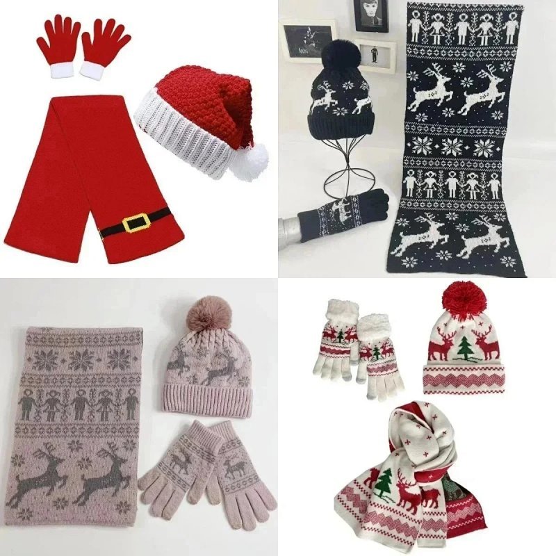 Kakobuy spreadsheet headwear - Christmas Holiday Knit Hat Scarf and Gloves Set product image