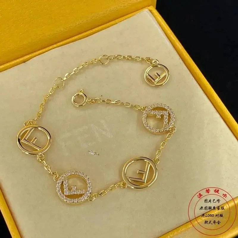 Kakobuy spreadsheet jewelry - Gold-Tone Crystal-Embellished F Motif Chain Bracelet product image