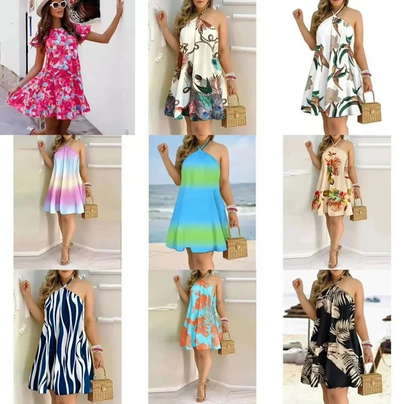 Kakobuy spreadsheet accessories - Printed Halter Neck Loose Summer Dress product image