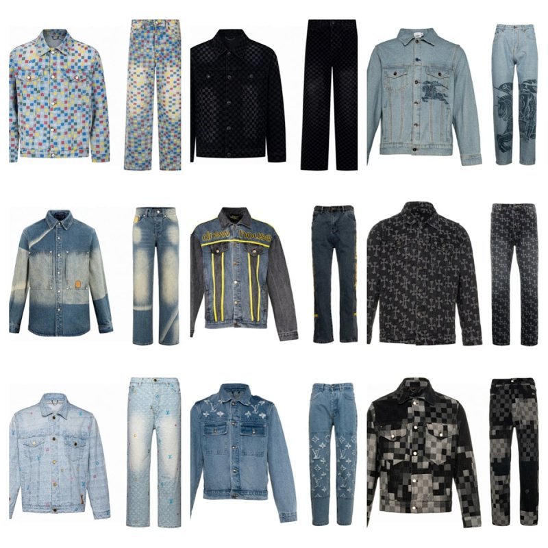 Kakobuy spreadsheet Louis Vuitton tracksuits and sets - Louis Vuitton Graphic Patterned Denim Jacket and Jeans Set product image