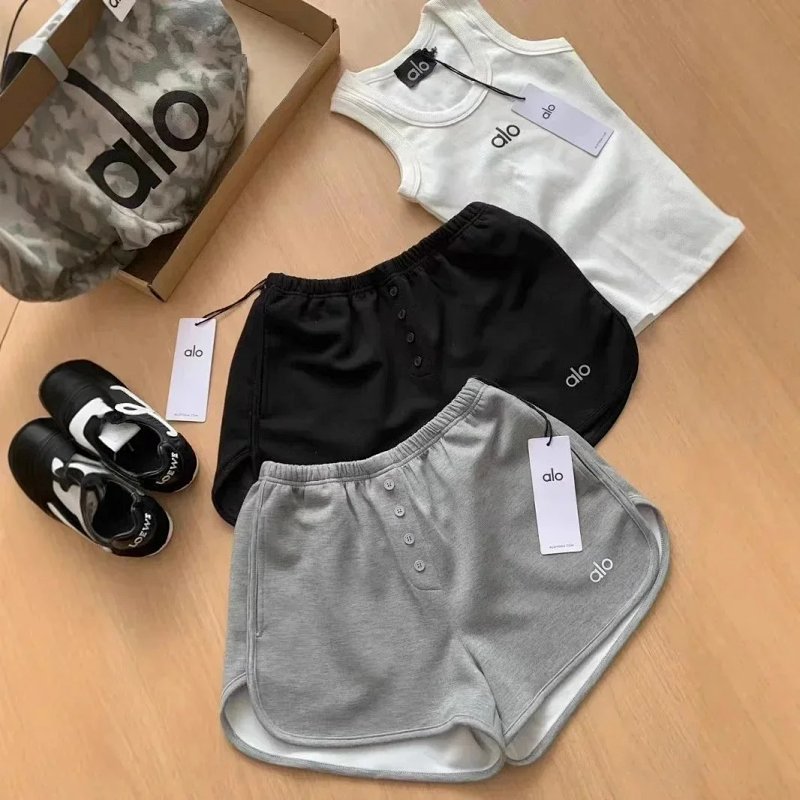 Kakobuy spreadsheet Alo pants - Alo Button Detail Elastic Waist Dolphin Shorts product image