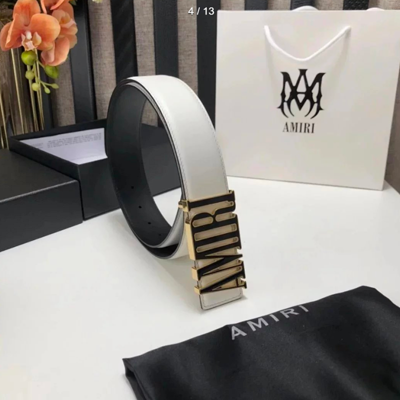 Kakobuy spreadsheet Amiri accessories - Amiri Black and White Leather Logo Buckle Belt product image