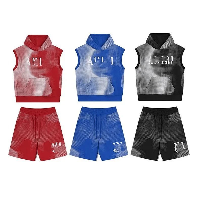 Kakobuy spreadsheet Amiri hoodies - Amiri Halftone Graphic Print Sleeveless Hoodie and Shorts Set product image
