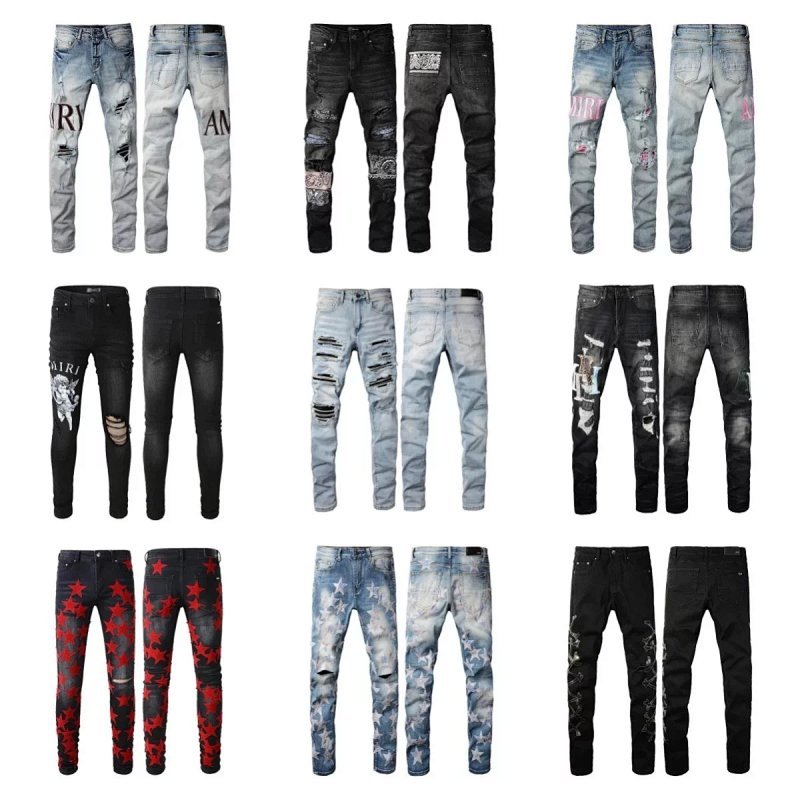 Kakobuy spreadsheet AMIRI pants - AMIRI Distressed Denim Jeans with Graphic Prints product image