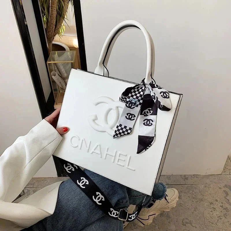 Kakobuy spreadsheet bags - Embossed Logo Tote Bag with Patterned Scarf product image