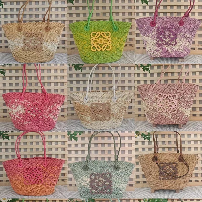 Kakobuy spreadsheet bags - Gradient and Solid Color Woven Straw Basket Tote Bag product image