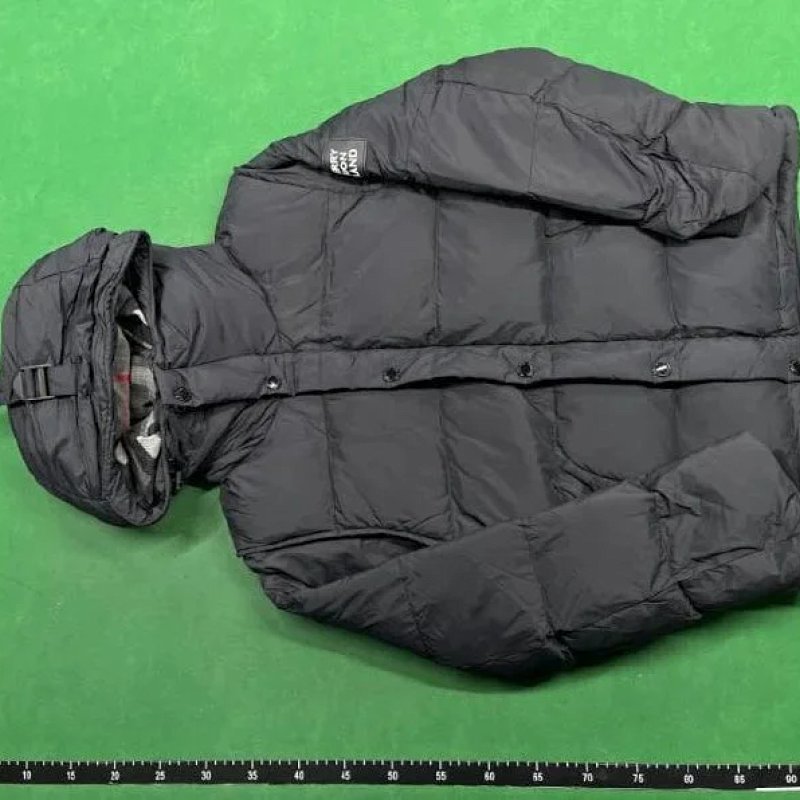 Kakobuy spreadsheet Burberry hoodies - Burberry Black and Beige Plaid-Lined Hooded Puffer Jacket product image