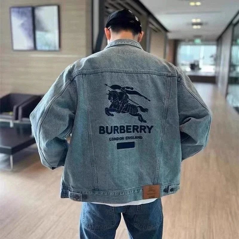 Kakobuy spreadsheet Burberry hoodies - Burberry Equestrian Knight Light Wash Blue Denim Jacket product image
