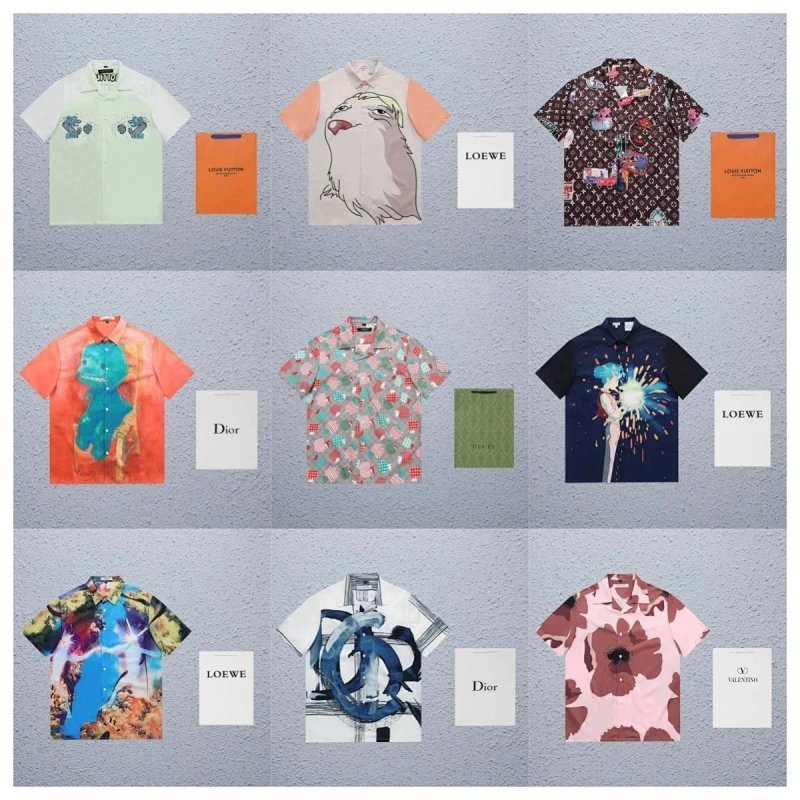 Kakobuy spreadsheet Christian Dior accessories - Christian Dior Graphic Cartoon Print Short-Sleeve Button-Up Shirts product image