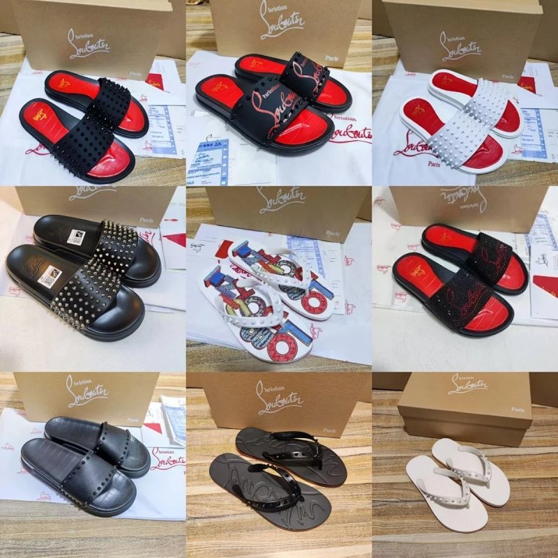 Kakobuy spreadsheet Christian Louboutin shoes - Christian Louboutin Studded Red Sole Slides and Flip Flops product image