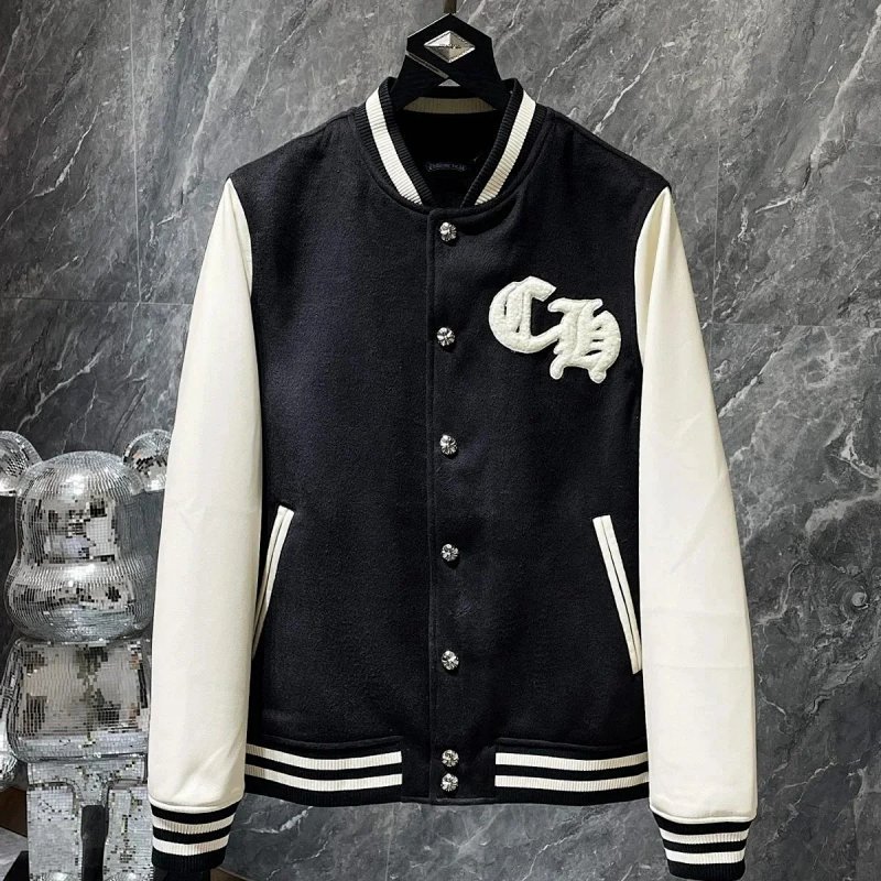 Kakobuy spreadsheet Chrome Hearts hoodies - Chrome Hearts CH Logo Black and White Varsity Jacket product image