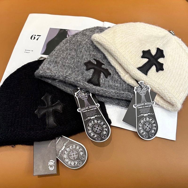 Kakobuy spreadsheet Chrome Hearts hoodies - Chrome Hearts Cross Embroidered Ribbed Knit Beanie Hat product image