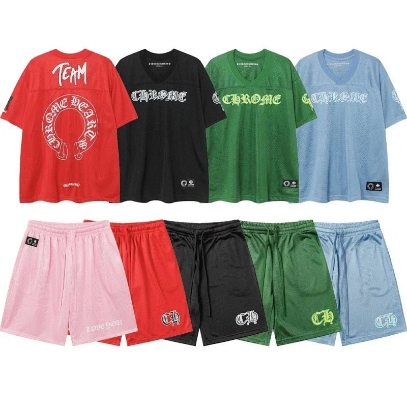 Kakobuy spreadsheet Chrome Hearts pants - Chrome Hearts Gothic Print Mesh Jersey and Shorts Set product image