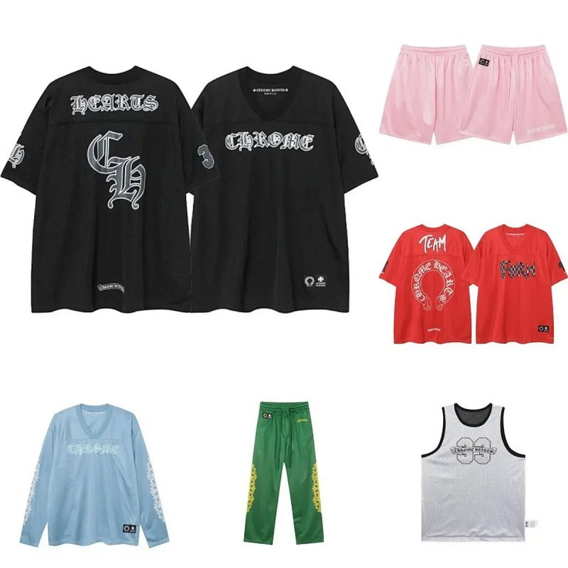 Kakobuy spreadsheet Chrome Hearts t-shirts - Chrome Hearts Gothic Graphic Print V-Neck Mesh Ice Hockey Jersey and Athletic Wear Set product image