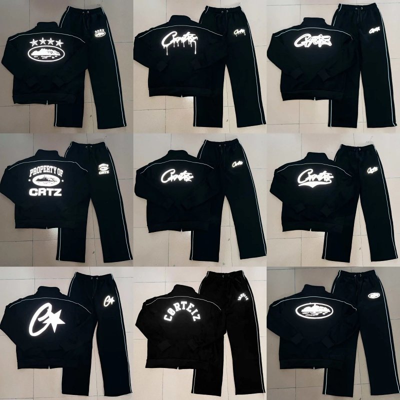 Kakobuy spreadsheet Corteiz hoodies - Corteiz Reflective Letter Series Black Tracksuit Set product image