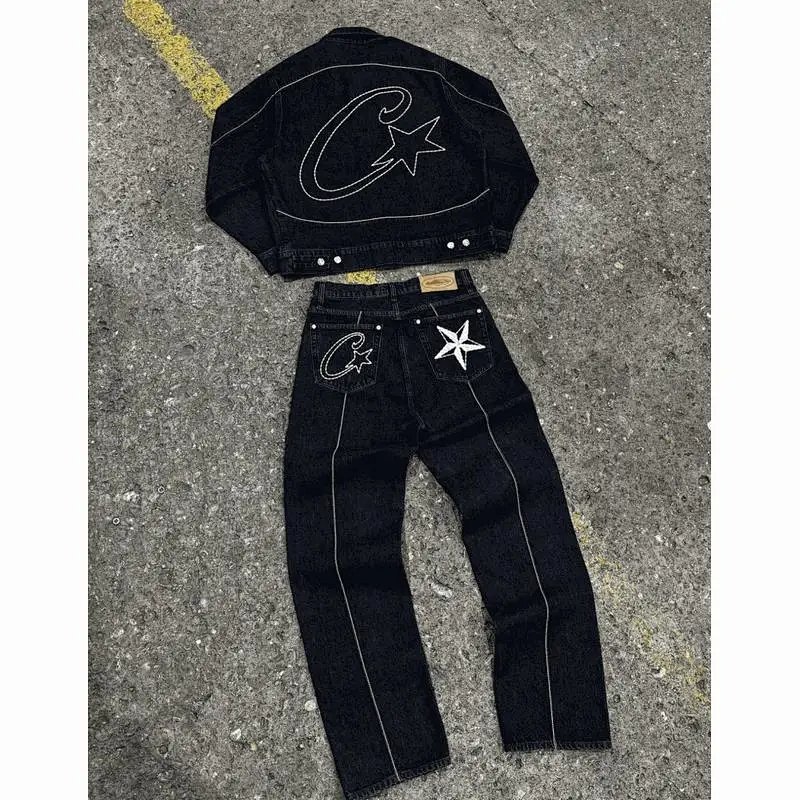 Kakobuy spreadsheet Corteiz tracksuits and sets - Corteiz Denim Jacket and Jeans Matching Set product image