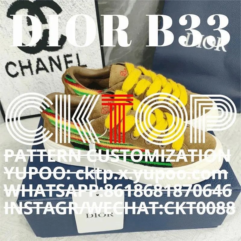 Kakobuy spreadsheet Dior shoes - Dior B33 Brown Suede with Multicolor Stripes Sneakers product image