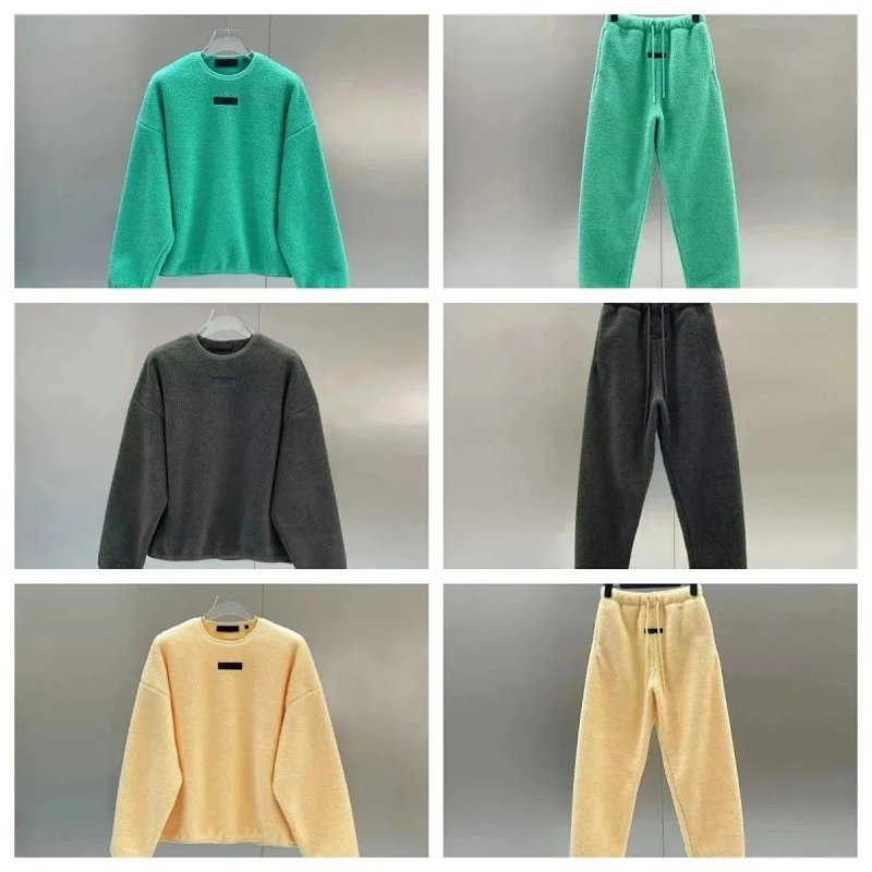 Kakobuy spreadsheet Essentials tracksuits and sets - Essentials Green, Cream, and Charcoal Grey Fleece Sweatshirt and Sweatpants Set product image