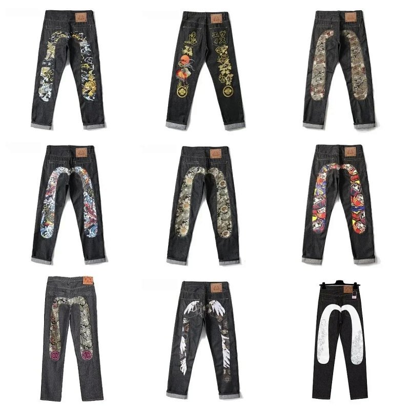 Kakobuy spreadsheet Evisu pants - Evisu Daicock Graphic Print Dark Wash Denim Jeans product image