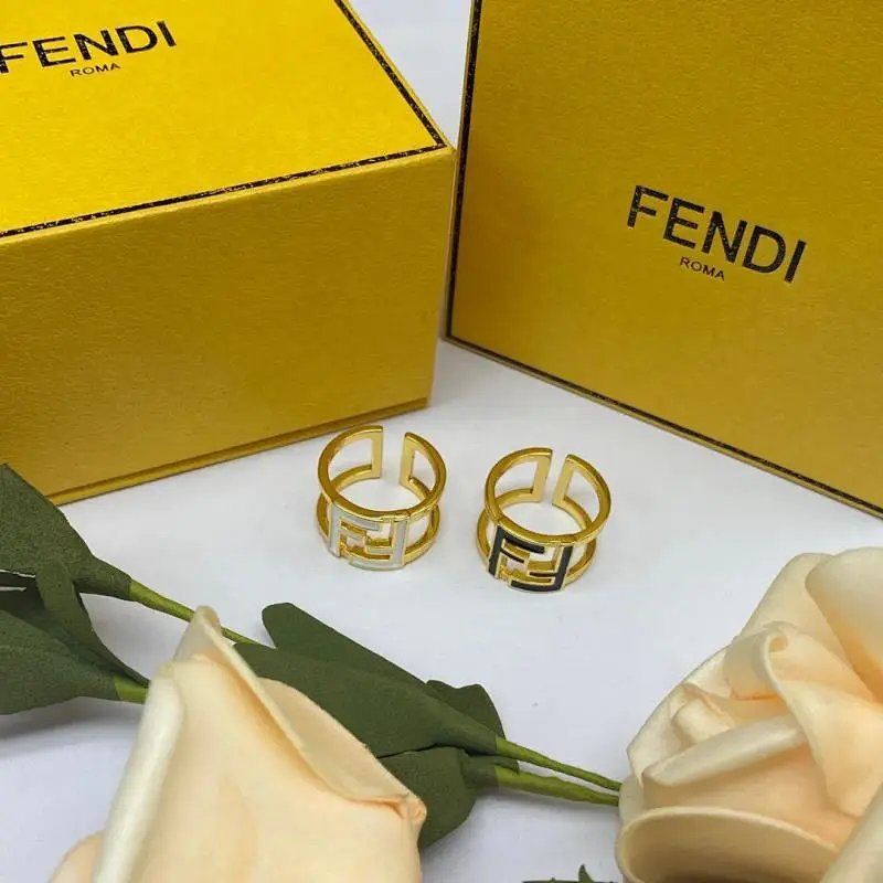 Kakobuy spreadsheet Fendi accessories - Fendi FF Logo Gold-Tone Enamel Open Ring product image