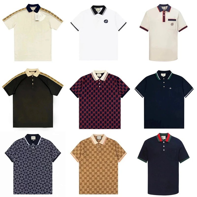 Kakobuy spreadsheet Gucci t-shirts - Gucci hot-005 Multicolor Monogram and Stripe Short-Sleeve Polo Shirt product image
