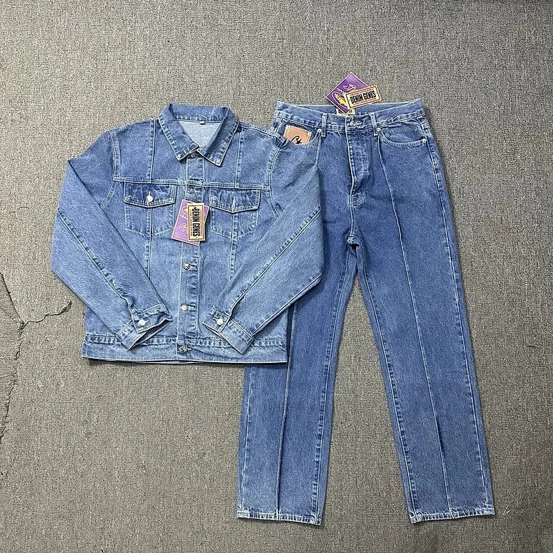 Kakobuy spreadsheet tracksuits and sets - Alcatraz Blue Washed Star Embroidered Denim Jacket and Jeans Set product image