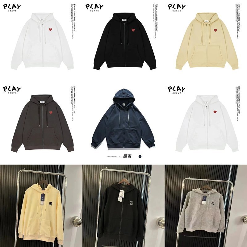 Kakobuy spreadsheet hoodies - Embroidered Heart and NY Logo Loose Fit Zip-Up Hoodie product image