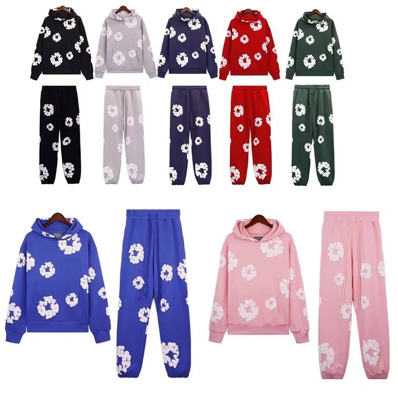 Kakobuy spreadsheet tracksuits and sets - Floral Wreath Print Hoodie and Sweatpants Tracksuit Set product image