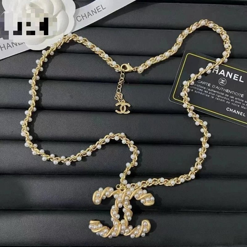 Kakobuy spreadsheet jewelry - Gold-Tone Faux Pearl Interlocking CC Pendant Necklace product image
