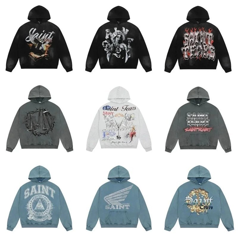 Kakobuy spreadsheet hoodies - Saint Tears Print Vintage Wash Hoodies and Sweatshirts product image