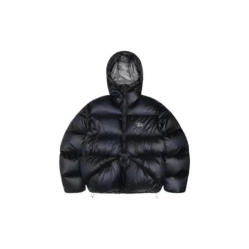 Kakobuy spreadsheet Stussy jackets - Stussy Shiny Black Hooded Puffer Jacket product image