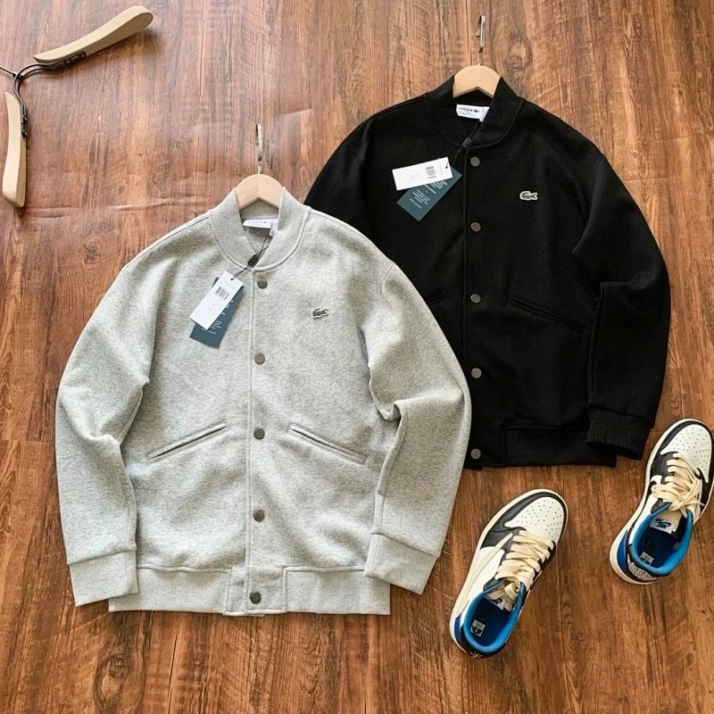 Kakobuy spreadsheet Lacoste hoodies - Lacoste Grey and Black Snap-Button Bomber Jacket product image