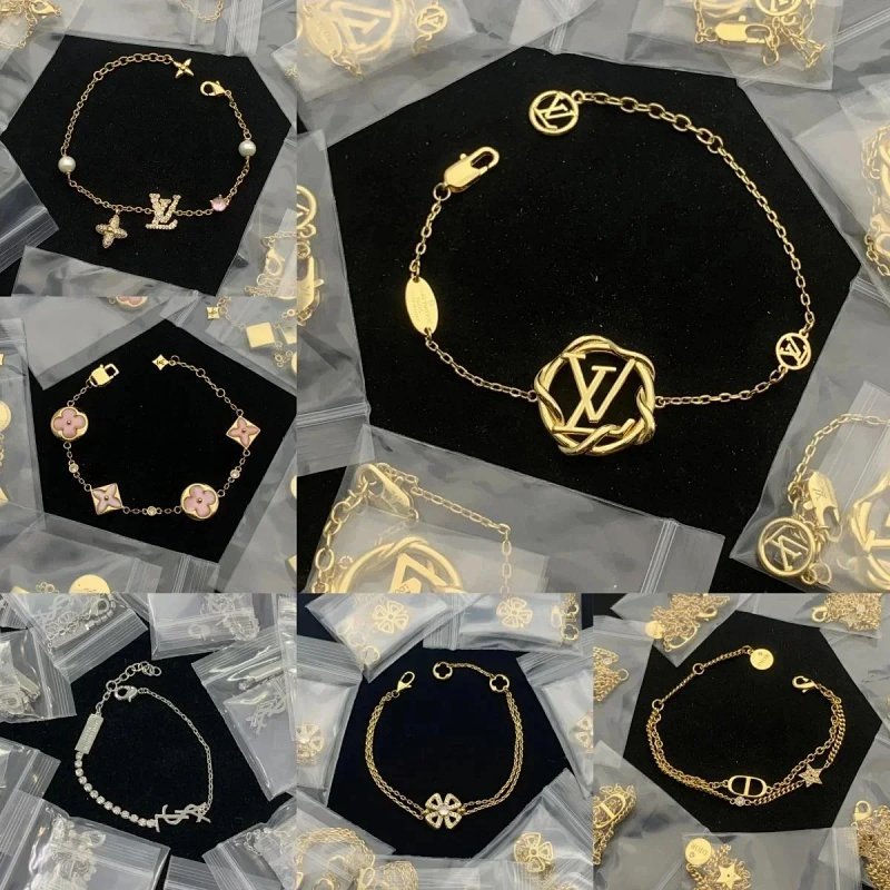 Kakobuy spreadsheet Louis Vuitton jewelry - Louis Vuitton Assorted Gold and Silver Tone Charm Chain Bracelets product image