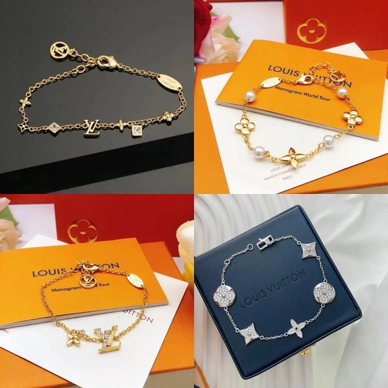 Kakobuy spreadsheet Louis Vuitton jewelry - Louis Vuitton Monogram Motif Gold and Silver Tone Charm Bracelets product image