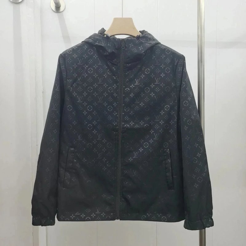 Kakobuy spreadsheet Louis Vuitton jackets - Louis Vuitton Black Monogram Print Hooded Jacket product image
