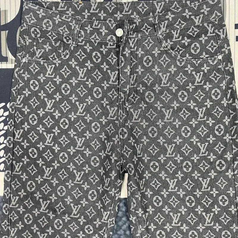 Kakobuy spreadsheet Louis Vuitton pants - Louis Vuitton Grey Monogram Print with Red Graphic Embroidery Jeans product image