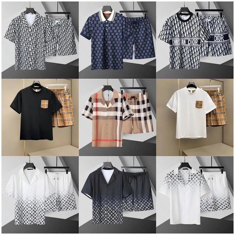Kakobuy spreadsheet Louis Vuitton t-shirts - Louis Vuitton Monogram and Check Pattern Casual Summer Shirt and Shorts Set product image