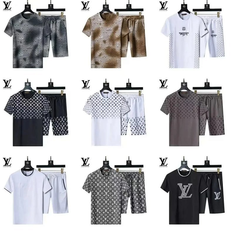 Kakobuy spreadsheet Louis Vuitton t-shirts - Louis Vuitton Monogram and Graphic Print Short Sleeve T-Shirt and Shorts Set product image