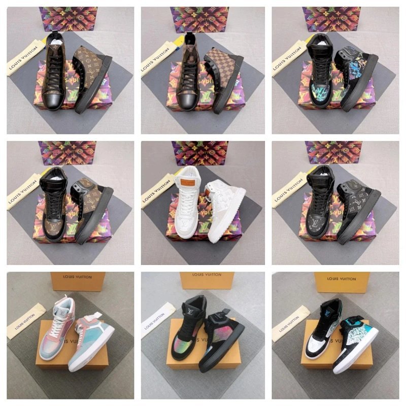Kakobuy spreadsheet Louis Vuitton shoes - Louis Vuitton Monogram and Damier Pattern Multicolored High-Top Sneakers product image