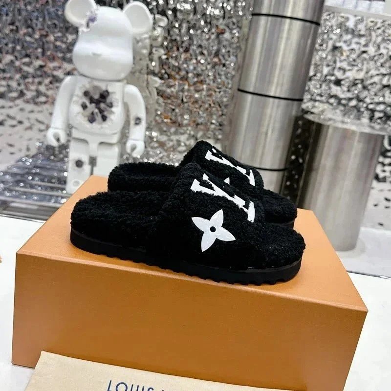 Kakobuy spreadsheet Louis Vuitton shoes - Louis Vuitton Paseo Comfort Monogram Shearling Slide Sandals product image