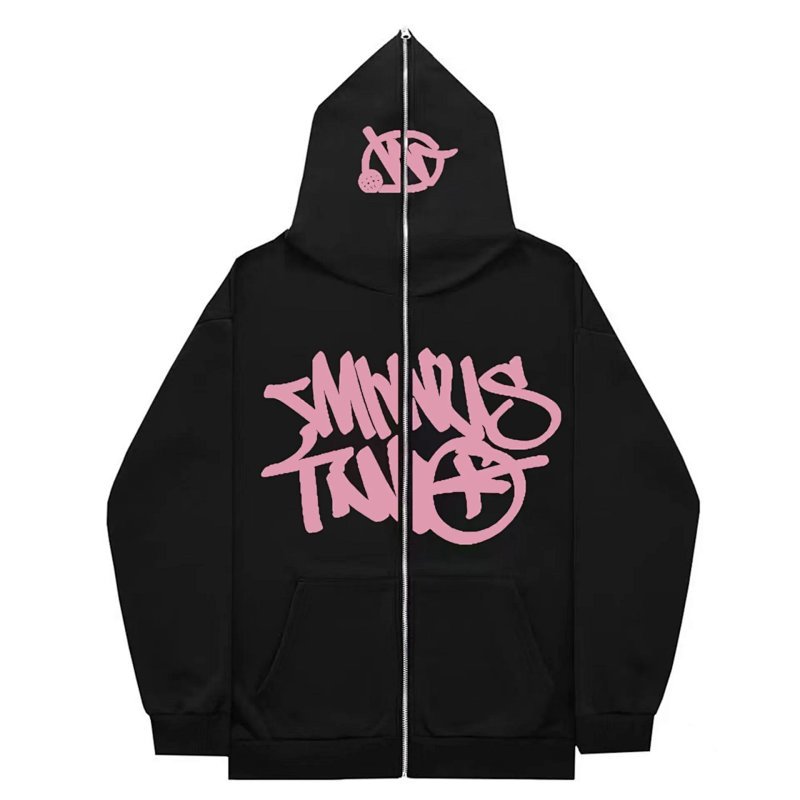 Kakobuy spreadsheet Minus Two hoodies - Minus Two Black Graffiti Print Zip-Up Hoodie product image