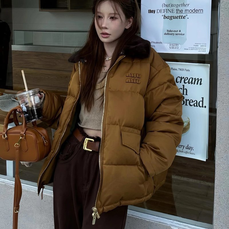 Kakobuy spreadsheet Miu Miu jackets - Miu Miu Brown Puffer Jacket with Fur Collar product image