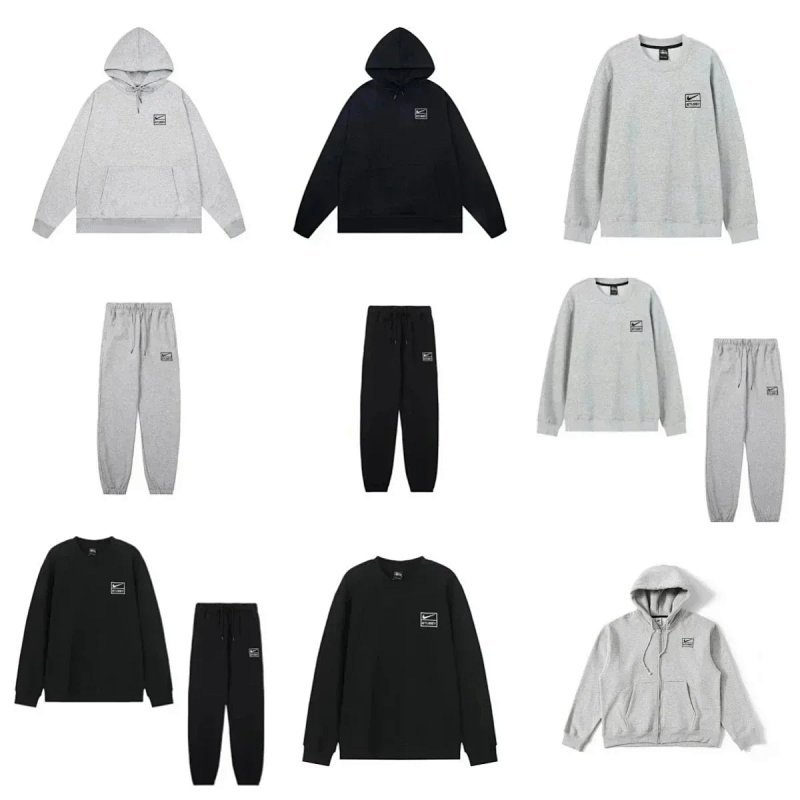 Kakobuy spreadsheet Nike x Stussy hoodies - Nike x Stussy Grey and Black Hoodie Sweatshirt and Sweatpants Set product image