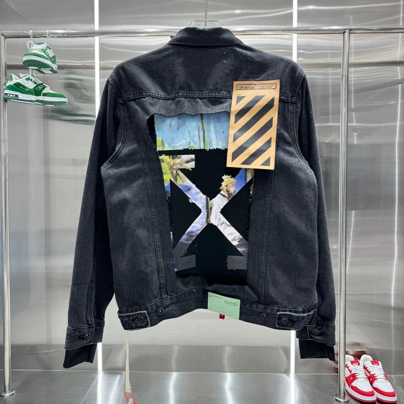 Kakobuy spreadsheet Off-White hoodies - Off-White SS20 Faded Black Cutout Graphic Denim Jacket product image