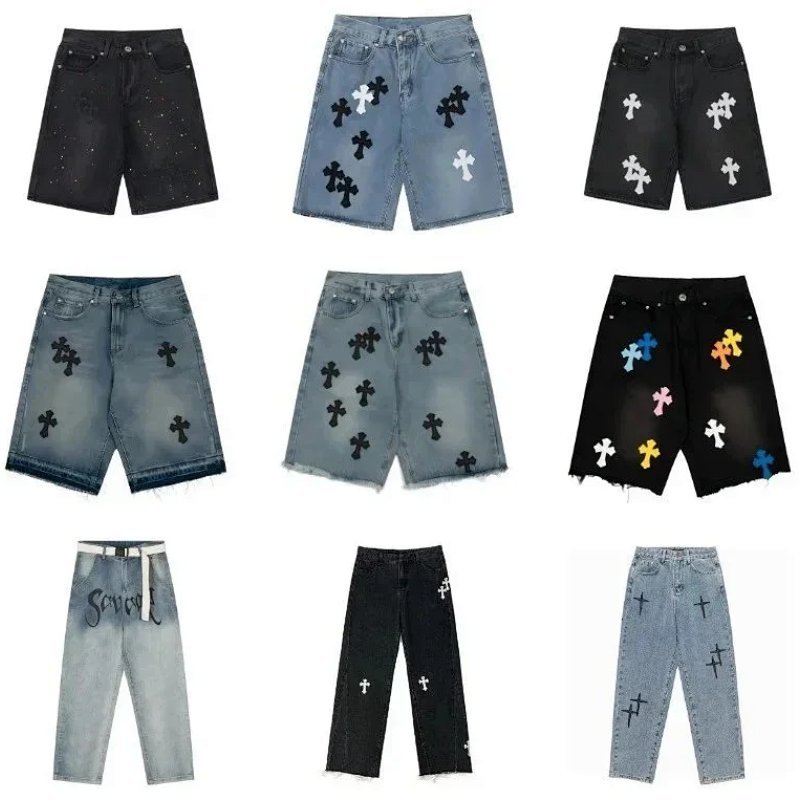 Kakobuy spreadsheet pants - Gothic Cross Patch Denim Shorts product image