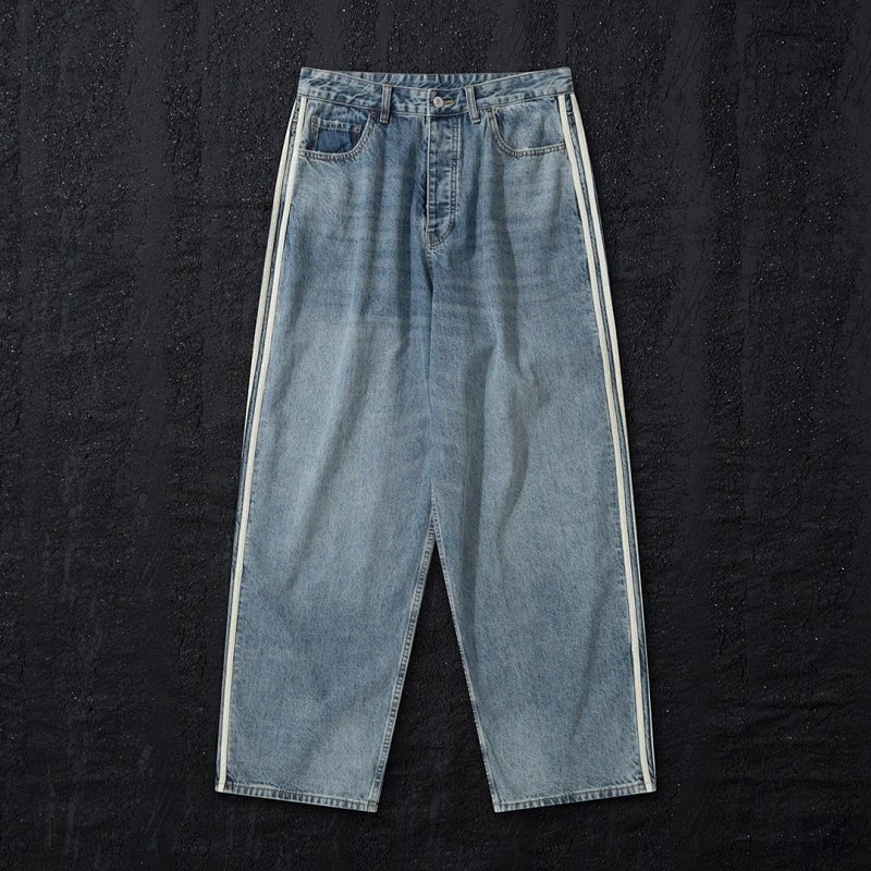 Kakobuy spreadsheet pants - Side Stripe Washed Wide-Leg Jeans product image